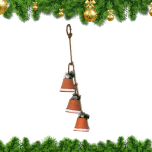 Touw met 3 terracotta potjes