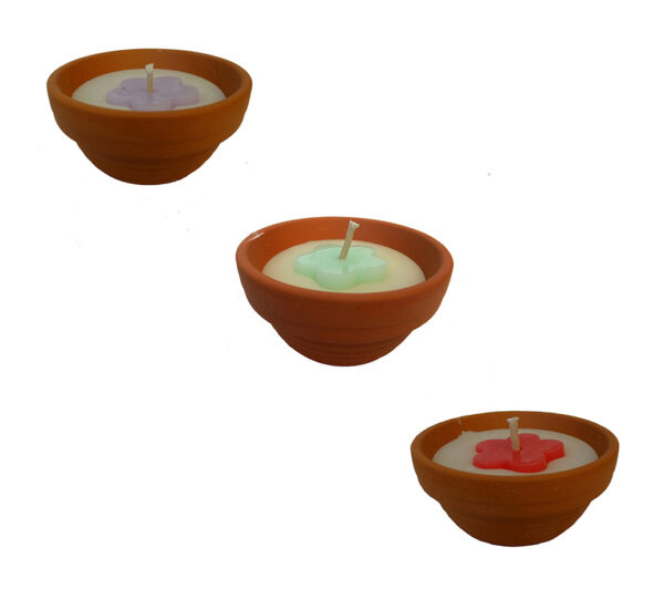 Vuurpot terracotta met bloem decoratie