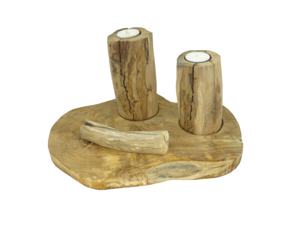 Kaarsenstandaard hout op plank